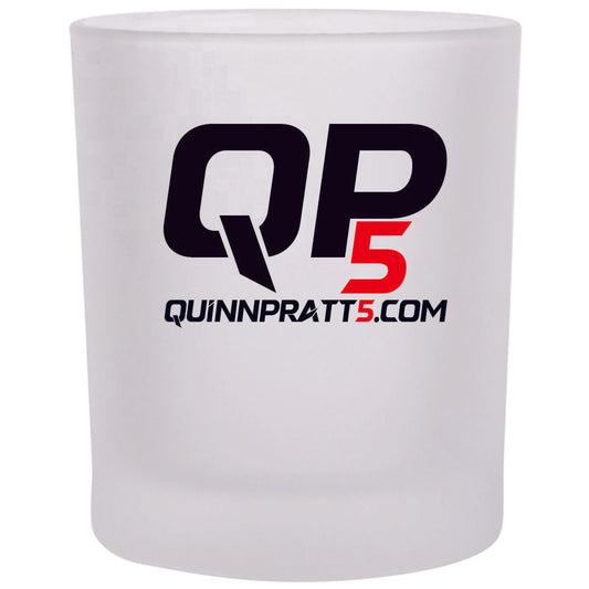 QP5 Logo Frosted Rocks Glass